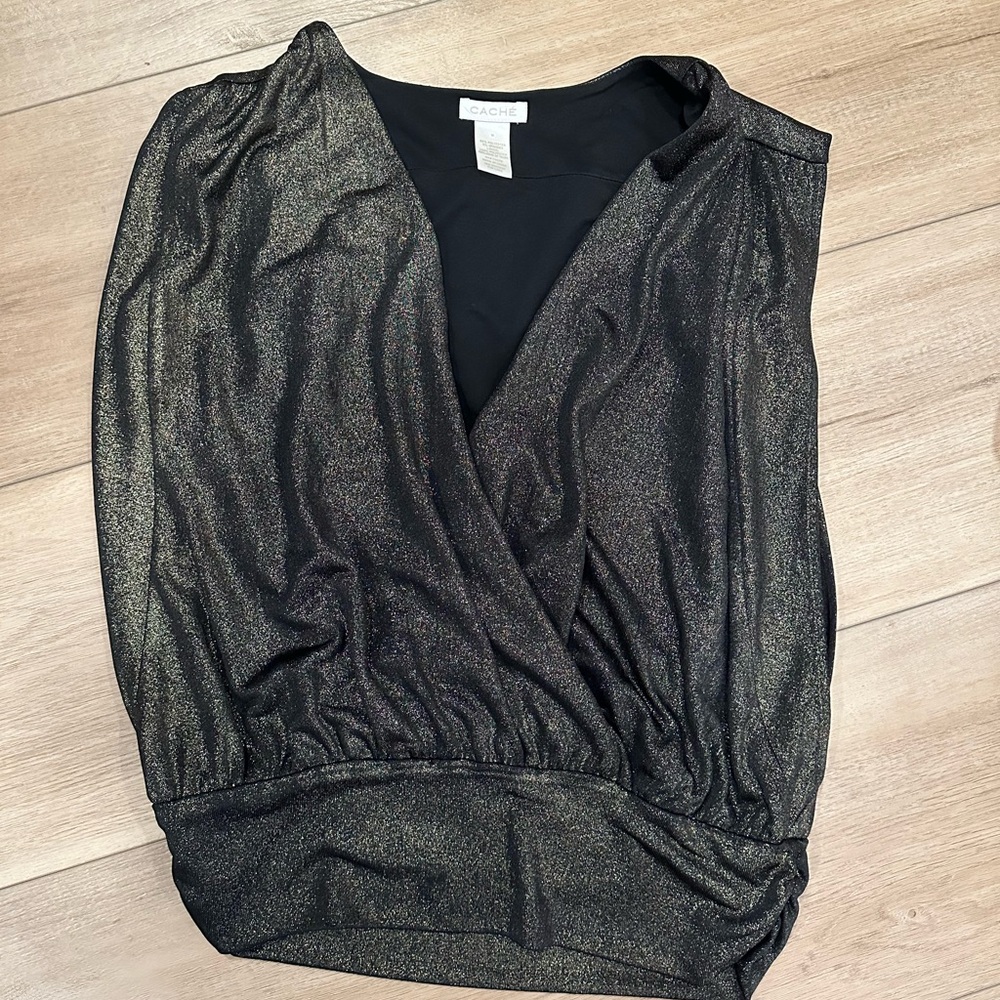 Gold Cache low neck top/ evening blouse/ formal top